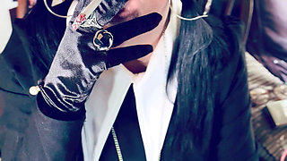 Wednesday Addams, Tina Snua,  Chain Smokes 2 Cigarettes In Satin Gloves - Smoking Smoker Drifts Snap Inhales OMI OME Tip To Tail