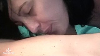 Licking male nipple until his hard dick cums