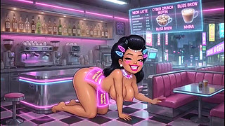 Funny Cartoon Girl Topless, Ai Animation