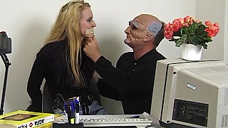 Blindfolded Blonde Slut Fucked by Creepy Masked Stud