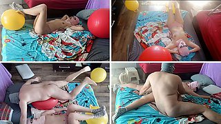 Steamy make-out session in the bedroom with a shy couple