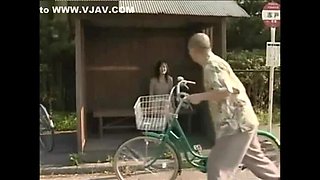 Japanese MILF fucking her secret lover outdoors