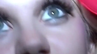 Busty Blonde Babe Cherry Treats Is on Her Knees Sucking off Dirty Doggers