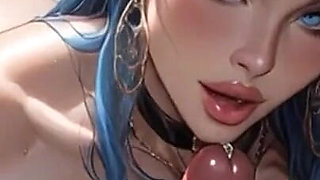 Ai Generated Hot Slut Swallows a Massive Cock.