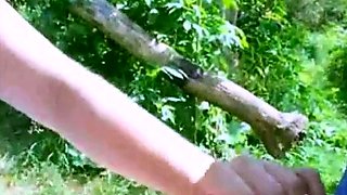 American Couple's Outdoor Adventure in the Woods and Car