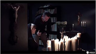 Freeuse Fantasy, Sata Jones And Sam Bourne - Porn For Atheists - Redhead Nun Time Stop Facefucked With Cum In Mouth