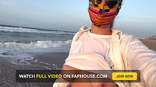 Blonde Amateur with Big Tits Is Walking Without a Bra