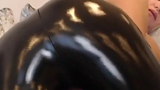 Big round fake ass PVC leggings fetish