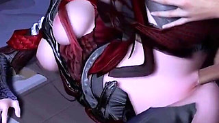 Beauty Cyber Goddess with Forbidden Curves - 3D Animation