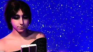 Shemale tranny enjoying solo masturbation