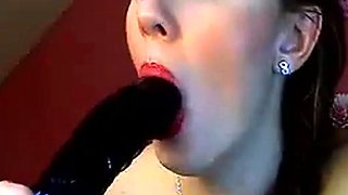 Big Dildo Blowjob by Aurelie on Webcam
