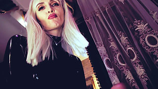 Hot domina Eva Latex play with a dick CBT toys BDSM kink femdom fetish Milf mature mistress blonde