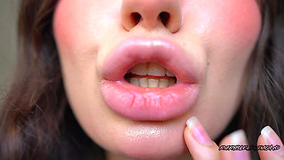 Red Sticky Messy Lipgloss Layers and Pouting Kisses