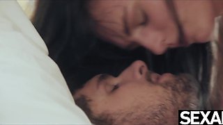 Handsome guy delivering several orgasms to a stunning brunette beauty