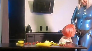 Romantic Sexual BDSM Morning of 2 Lesbian Girls in Latex Rubber