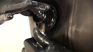 Busty blonde in latex fucked during a bdsm session