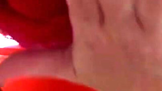 Curvy wife fists her pussy in the garage