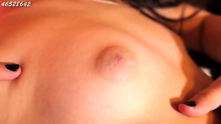 sexy brunette Babe solo in nylon stockings