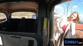 Czech sex - czech beauty Nathaly Cherie leaves the cab with cum on her Big Tits