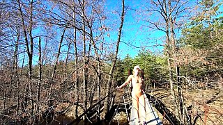 Naked Teen Walks in Spring Forest
