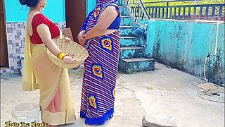 Desi Family Threesome: Step Son Fucks Stepmom and Wife in Outdoor Public Sex - Hot Jiya Sharmaa