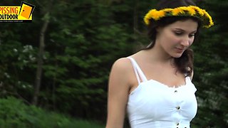 Smoking fetish with brunette in sexy lingerie