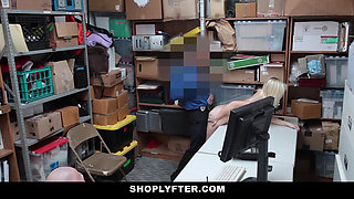 Blonde gf rammed by the guard in front of boyfriend