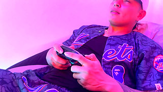I'm playing a video game while I'm getting a blowjob from my stepsister