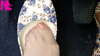 Pedal Pumping in Flowered Flats