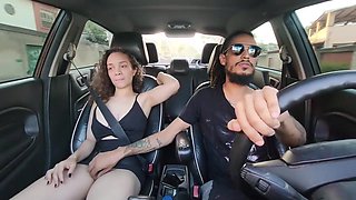 Horny Babe Teases Me In The Car And Ends Up Sucking Me Hard On The Couch