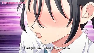 She is hypnotized and thrusts in, ejaculating inside her, and then thrusts deep into her throat, resulting in a cumshot in her mouth.