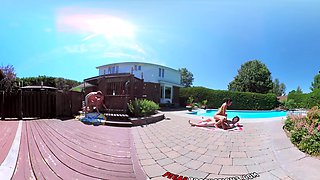 Sexy Shana and wild Heidi in a steamy bikini fling with a raunchy four-way orgy by the pool