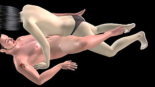 Animated 3D Porn - Beautiful Girl Strap on Fucks Asian Man Then Double Dildo Doggy