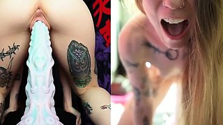 Pissing masturbating babe solo toy play