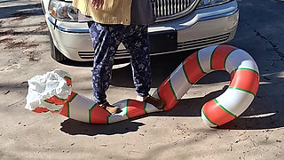 Big Beautiful Woman Nurse Vicki Crushes This Blow up Candy Cane