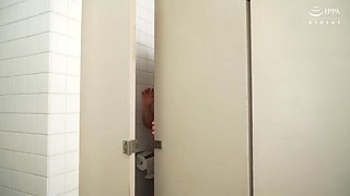 Japanese BBW teacher fucks her student in the school toilet
