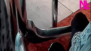 Shoeplay in My Black Pattent Flats in a Bar