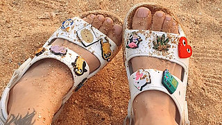 Look at My Toes in Crocs on the Beach