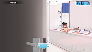 My Own Step Mom Bath with Door Opened & Caught Me Masturbate for Her Big Juicy Butts to Make Pregnant