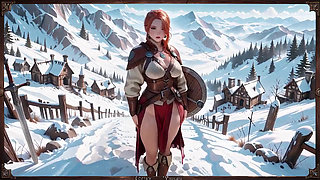 Redhead Warrior in Snow! Forbidden Leather Armor Seduction in Medieval Village. Cold Queen Unzips Her Gear & Goes Wild!