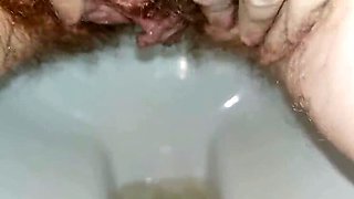 GinnaGg Hairy MILF Pissing Long Pee Close Up Bush Pussy