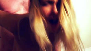 Cute amateur blonde sucks and cumshot