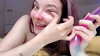 Blonde tight pussy babe solo toy fun in glamour masturbation