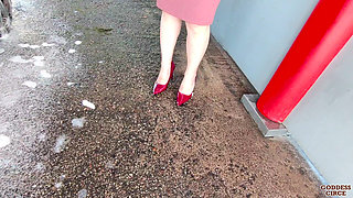 I Wash My Car - Hot Girl Next Door in a Pencil Skirt and High Heels