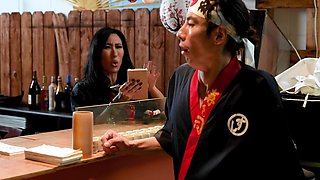 Bosomed hussy Paris Lincoln gets fucked by cocky Japanese stud
