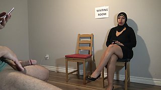 Hijab MILF Caught Me Masturbating in Hospital Waiting Room - She Gave Me a Blowjob