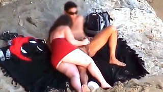 Chubby Niece devours cock on the beach