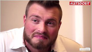 Big Tits Tattooed Secretary Hooks Up With The Janitor