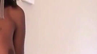 Curly Ebony Amateur Worships Cock Until Covered