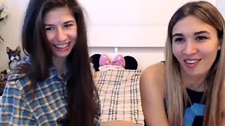 Long-Haired Lesbian Amateur Webcam Striptease